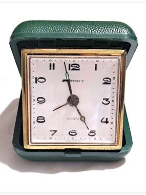 Vintage Kmart Green Folding Travel Alarm Clock West Germany Tested Works 3x3